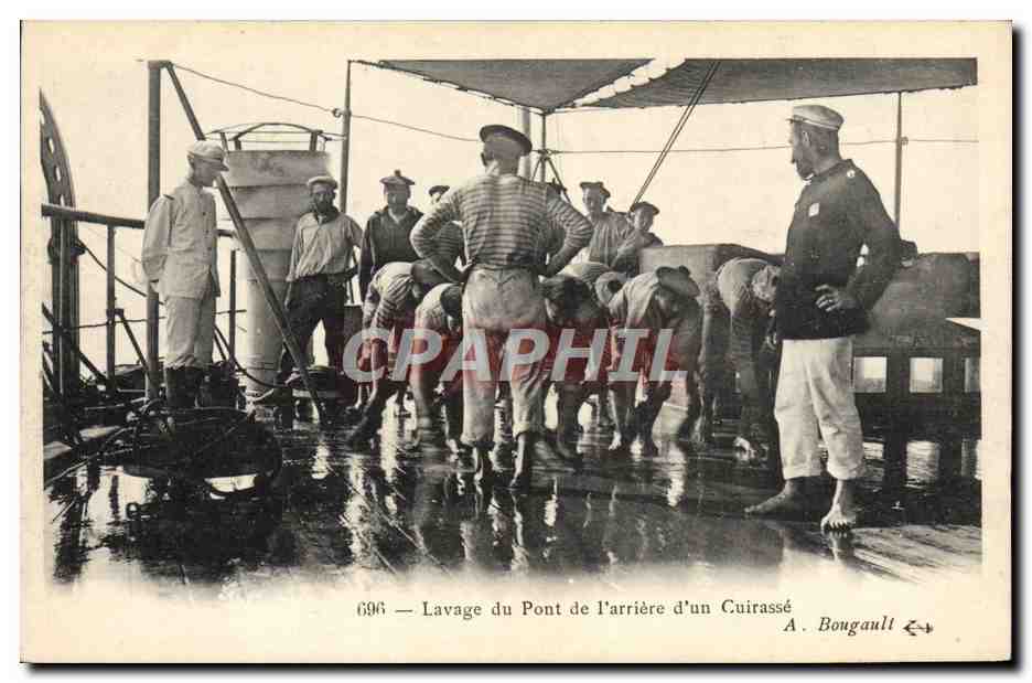 Lavage du Pont de l'arrière d'un Cuirassé — A. Bougault, n° 696