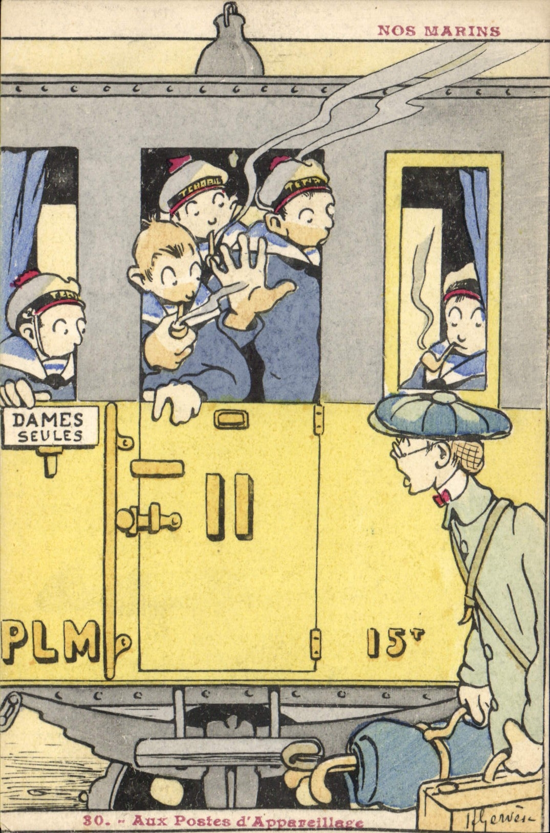 CPA Illustrateur Gervese Nos Marins Aux postes d'appareillage 