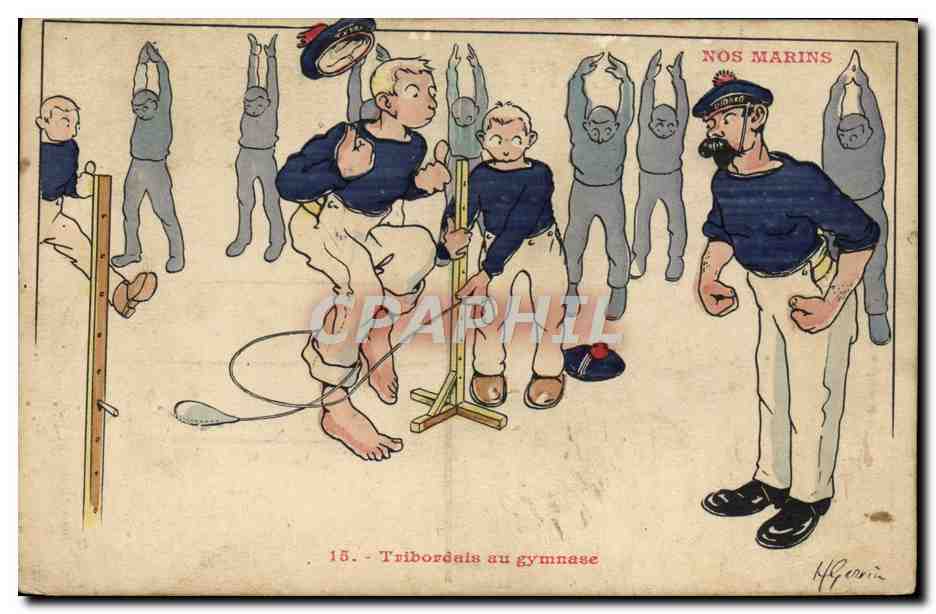 CPA Illustrateur Gervese Nos Marins Tribordais en gymnase Gymnastique 