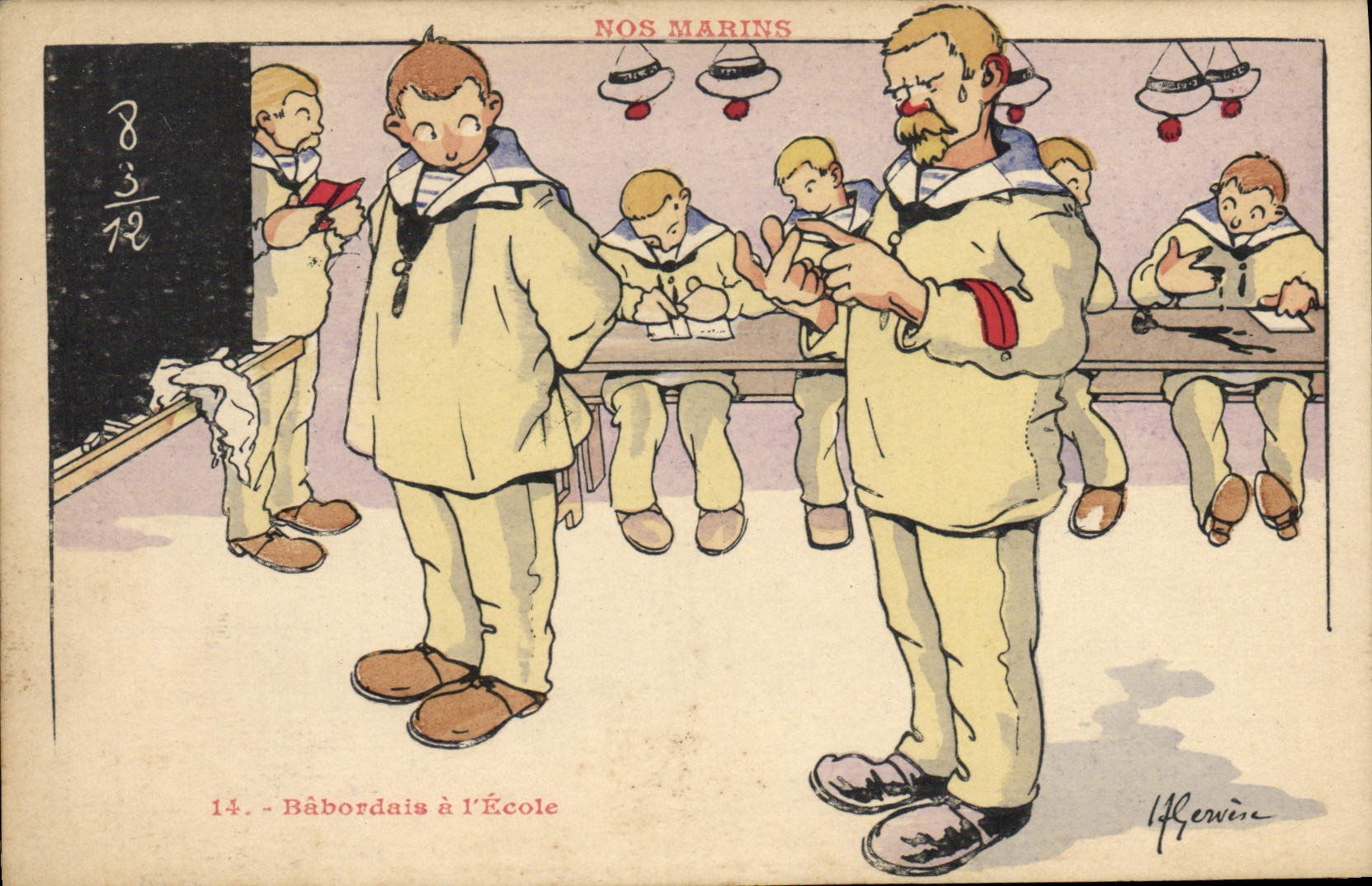CPA Illustrateur Gervese Nos Marins Babordais a l'ecole Maitre