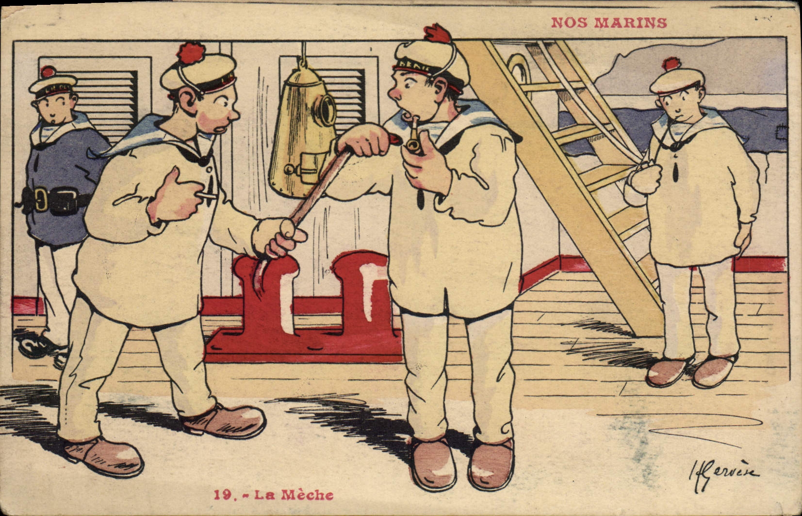 CPA Illustrateur Gervese Nos Marins La meche 