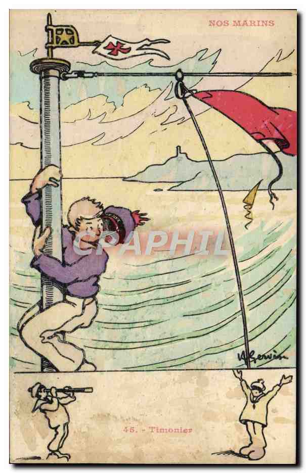 CPA Illustrateur Gervese Nos Marins Timonier 