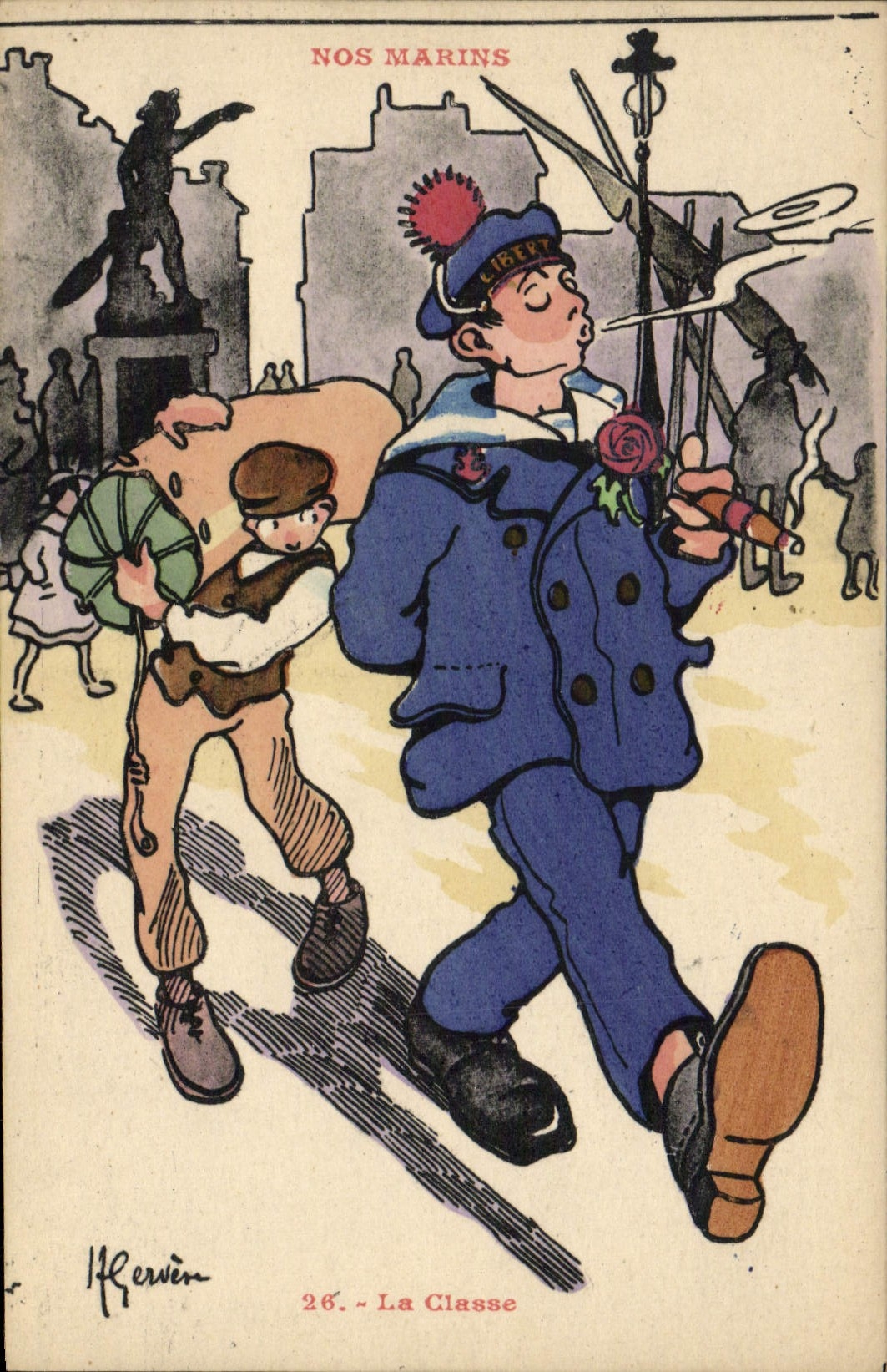 CPA Illustrateur Gervese Nos Marins La classe
