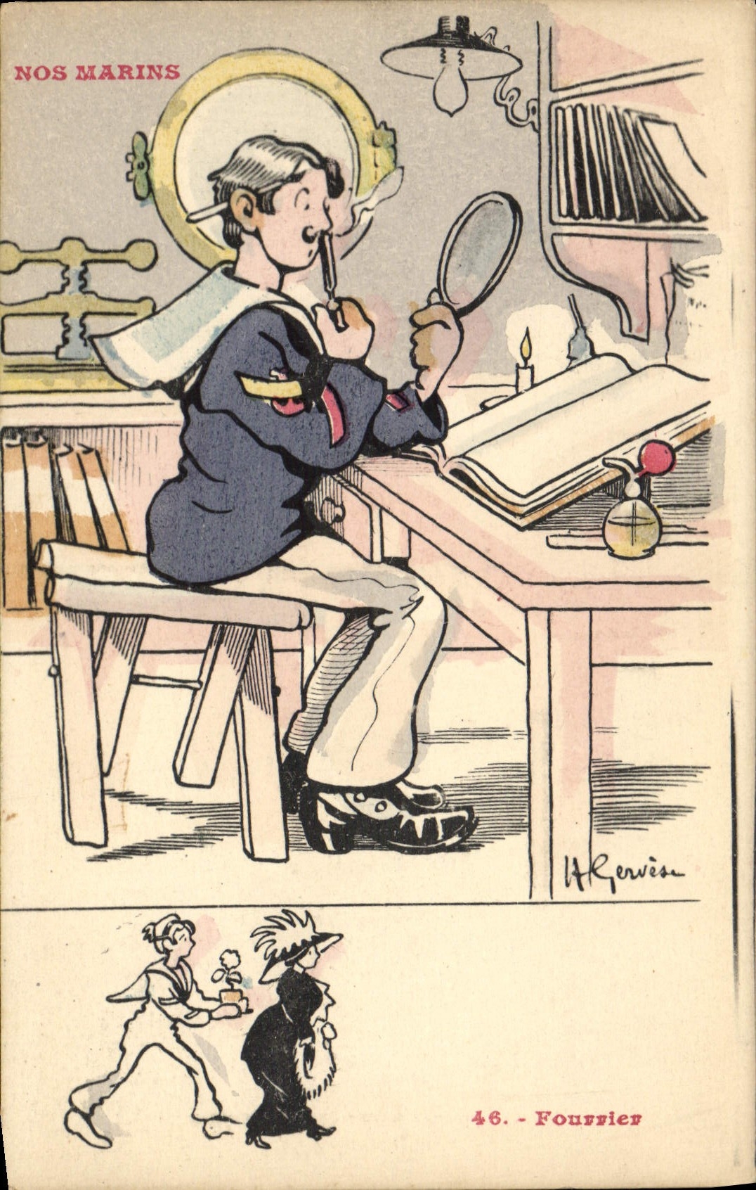 CPA Illustrateur Gervese Nos Marins Fourrier 