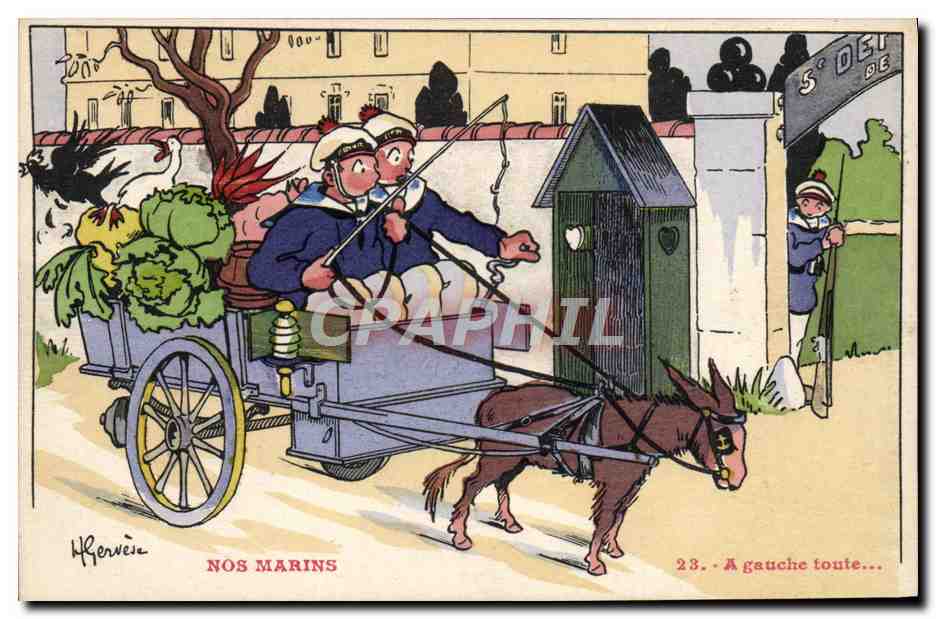 CPA Illustrateur Gervese Nos Marins A gauche toute Ane Mule 