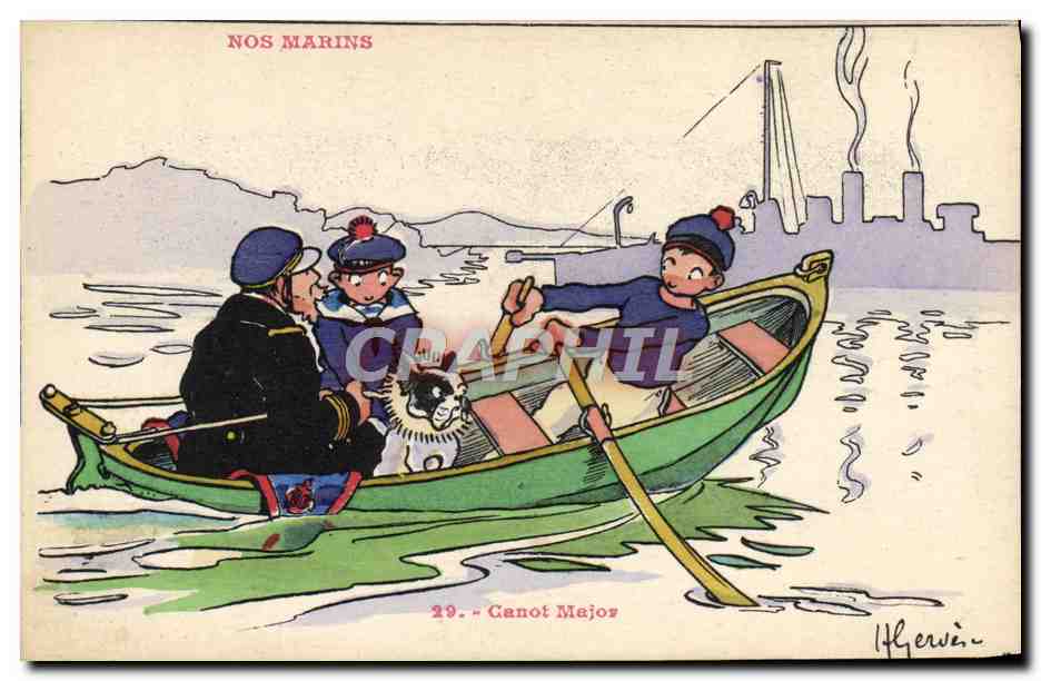 CPA Illustrateur Gervese Nos Marins Canot Major 