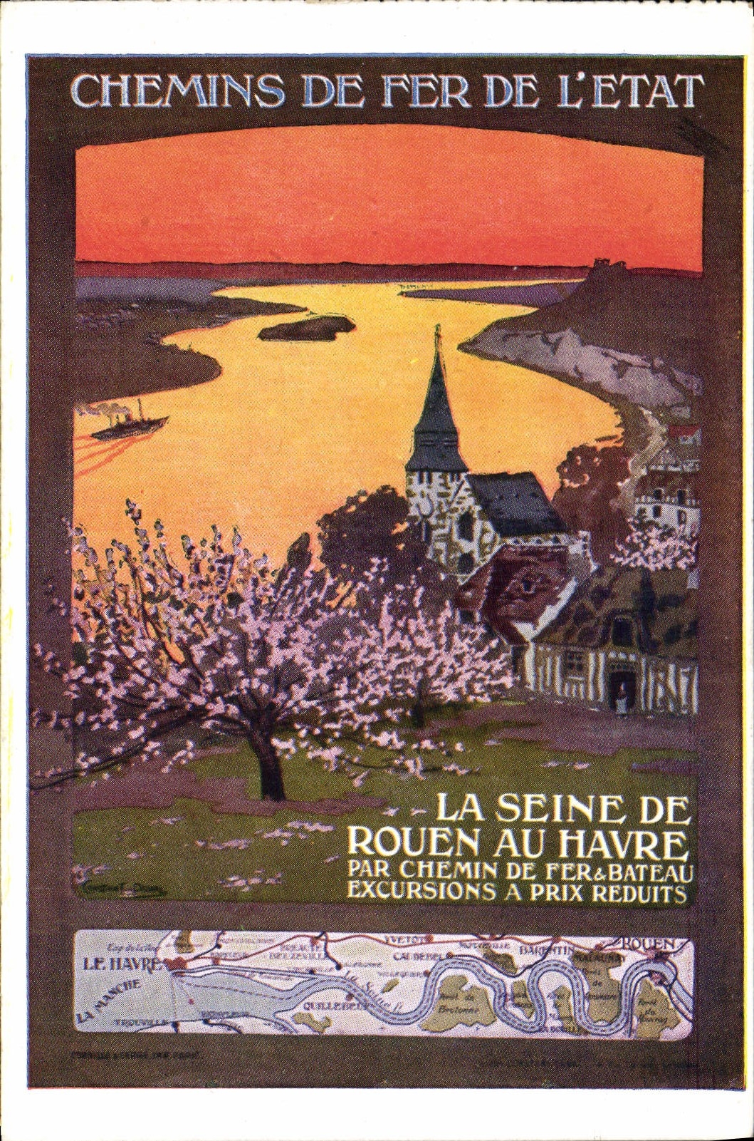 CPA Train Chemins de fer de l'Etat La Seine de Rouen au Havre 