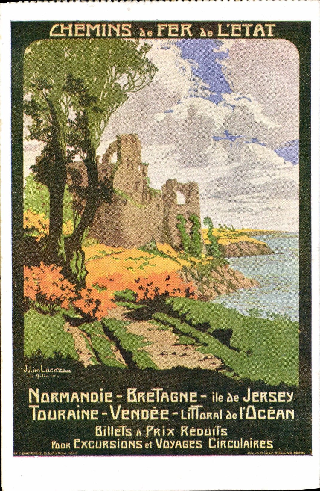 CPA Train Chemins de fer de l'Etat Normandie Bretagne Ile de Jersey Touraine Vendee 