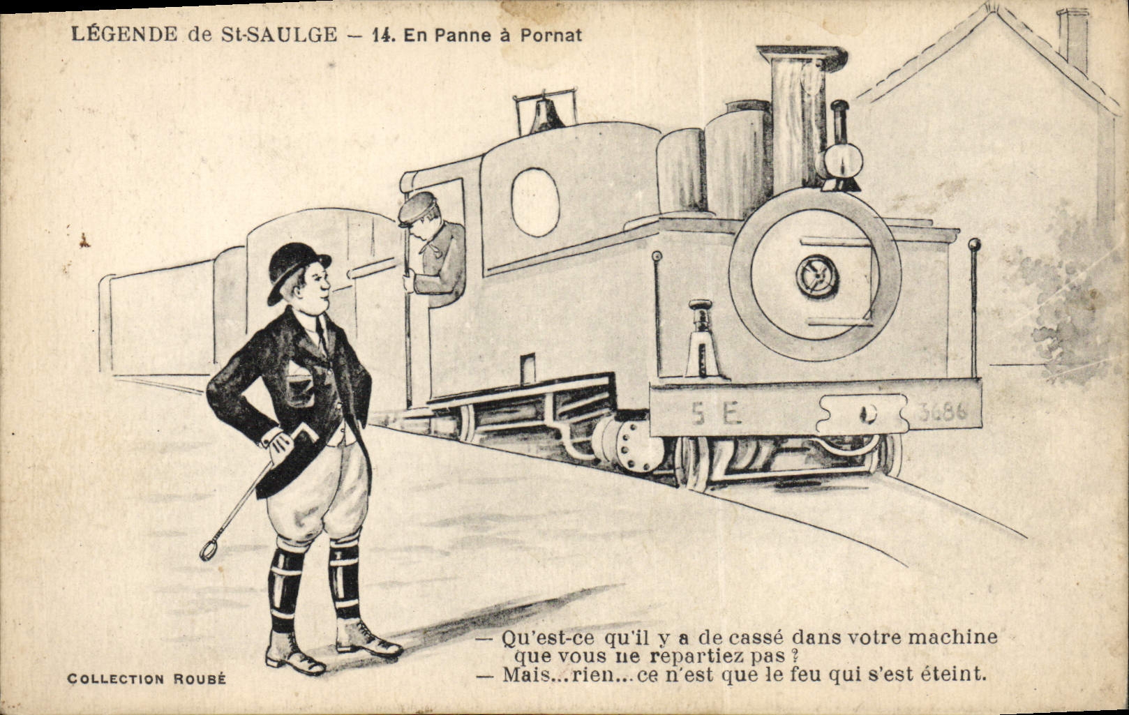 CPA Train Legende de St SAulge En panne a Pornat
