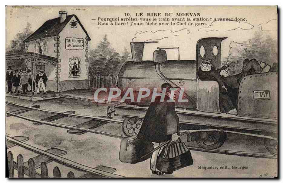 CPA Train Le rire du Morvan Trifouilly les Nouilles