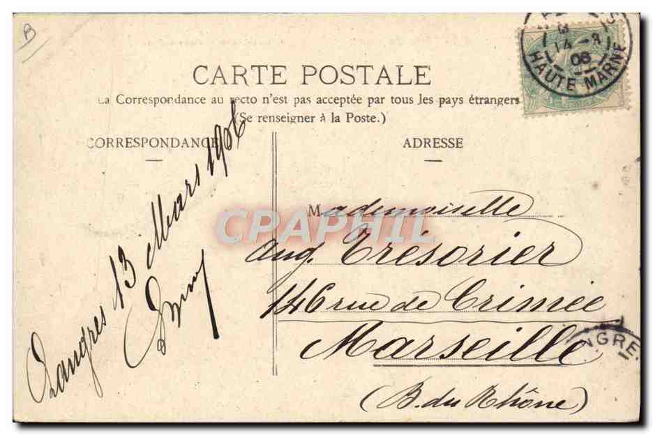CPA Tramway Langres La cremaillere  — Rückseite