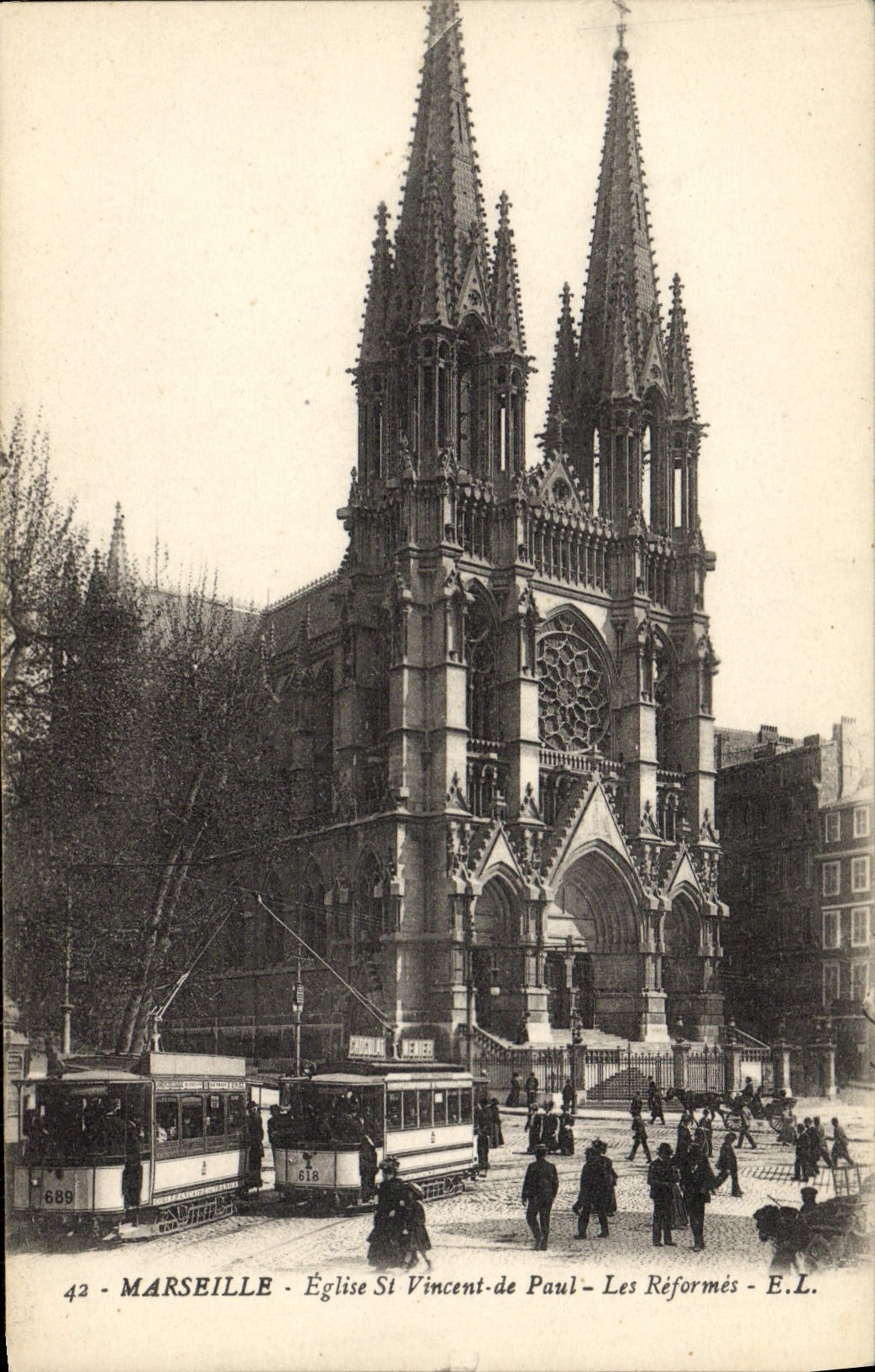 CPA Tramway Marseille Eglise St Vincent de paul Les reformes 
