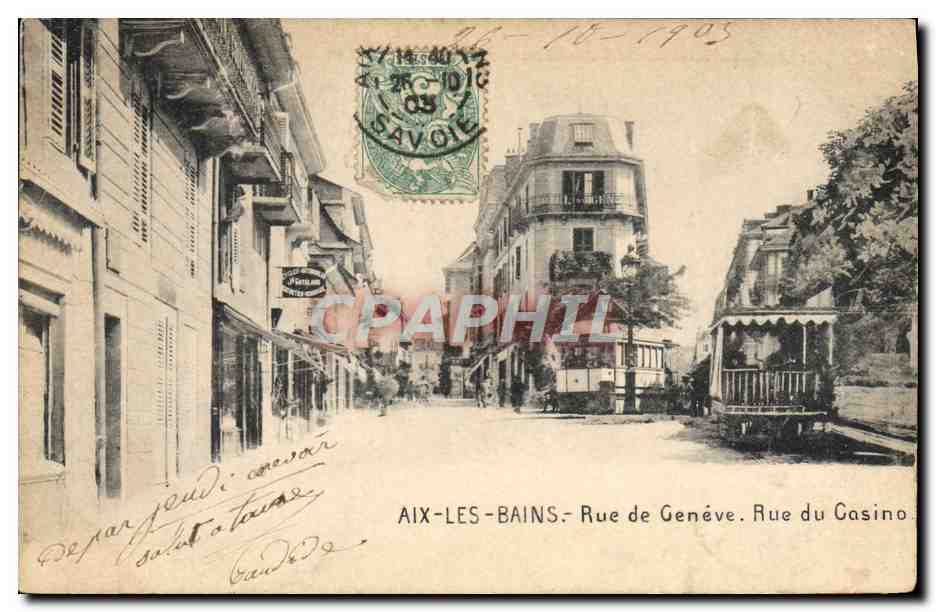 CPA Tramway Aix les Bains Rue de Geneve Rue du Casino