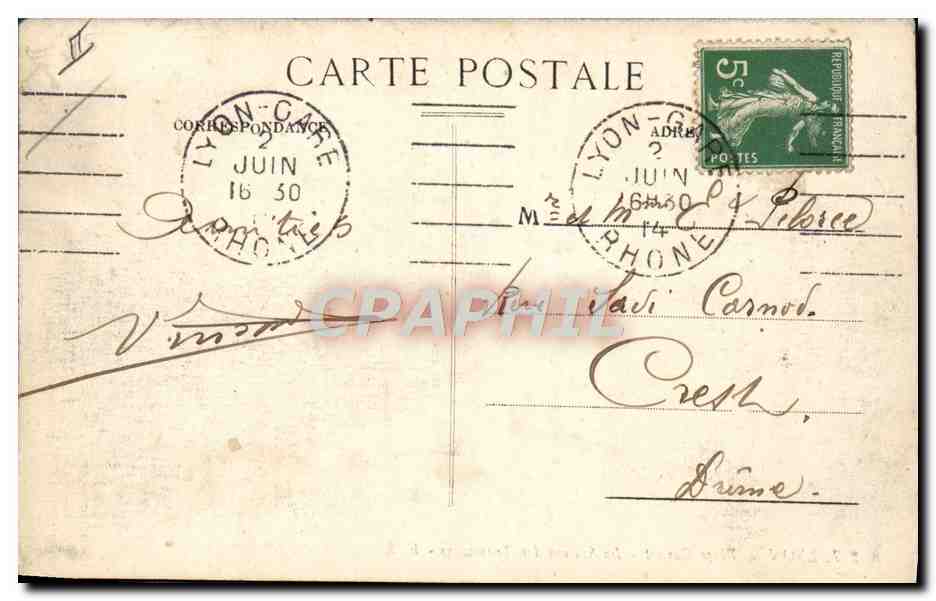 CPA Tramway Lyon Place Carnot La station des tramways — Rückseite