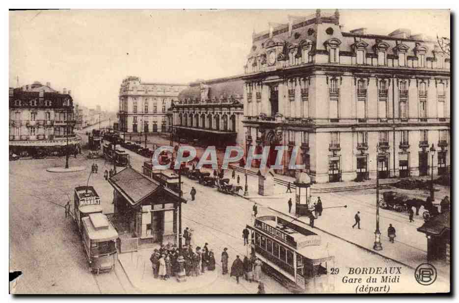 CPA Tramway Bordeaux Gare du Midi Depart 