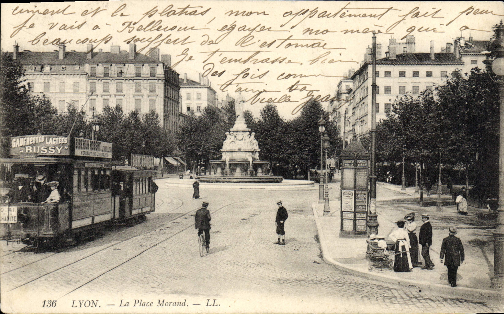 CPA Tramway Lyon la place Morand 