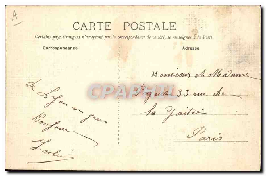 CPA Tramway Lyon Place Carnot et sortie de la gare Perrache  — Rückseite