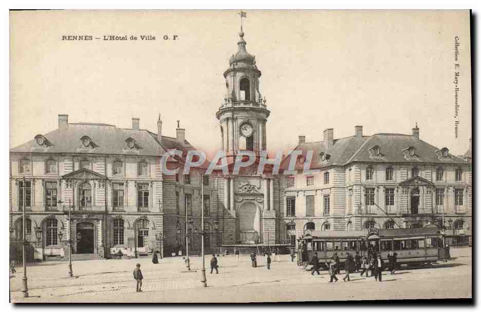 CPA Tramway Rennes L'hotel de ville 