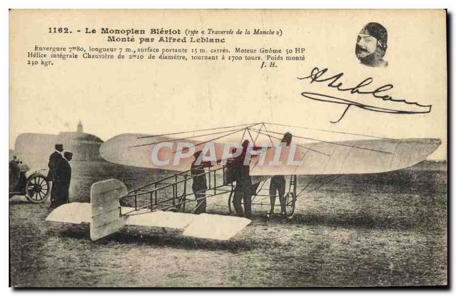 CPA Avion Aviation Le monoplan Bleriot monte par Alfred Leblanc 