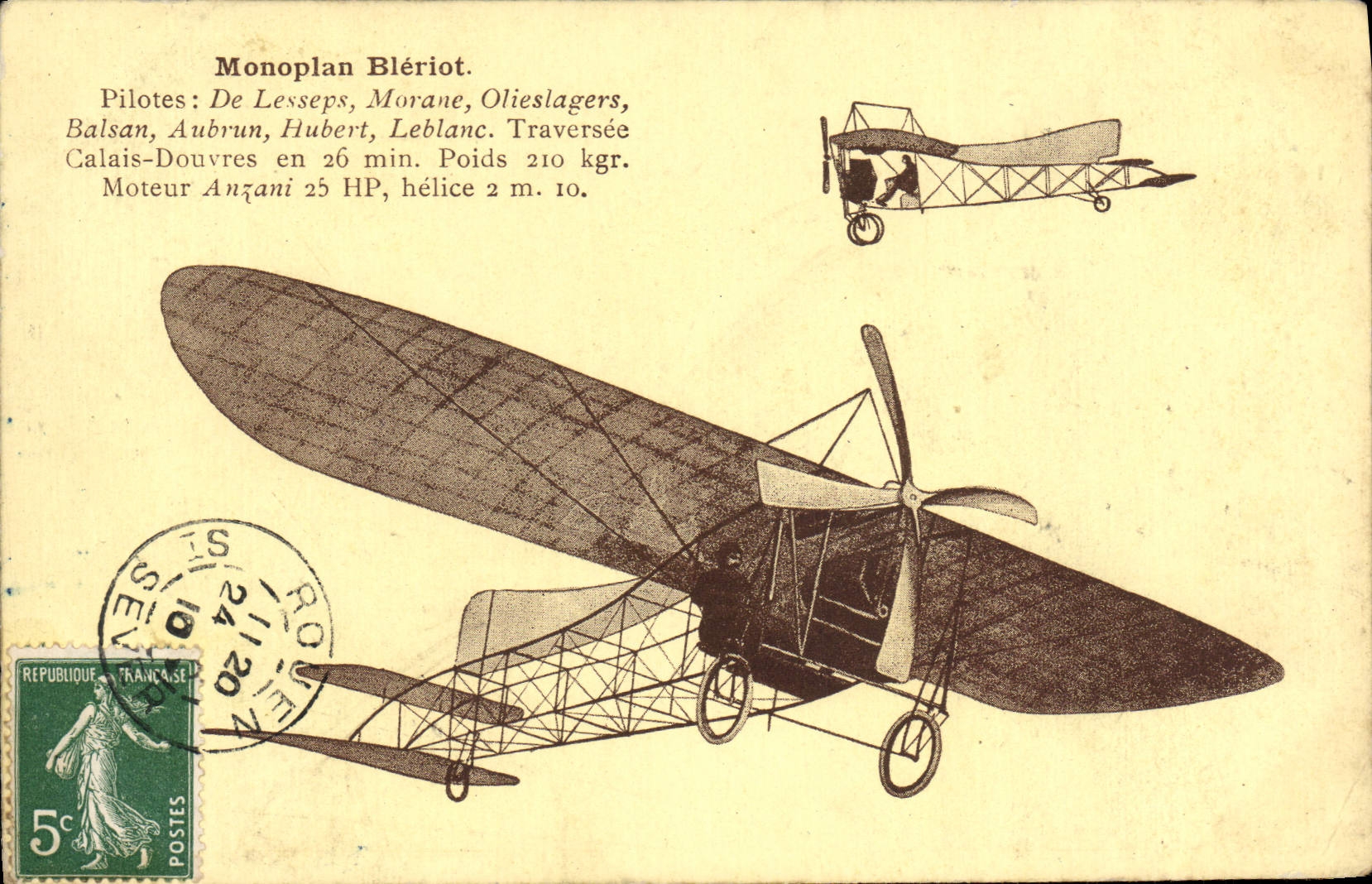 CPA Avion Aviation Monoplan Bleriot De lesseps Morane Olieslapers 