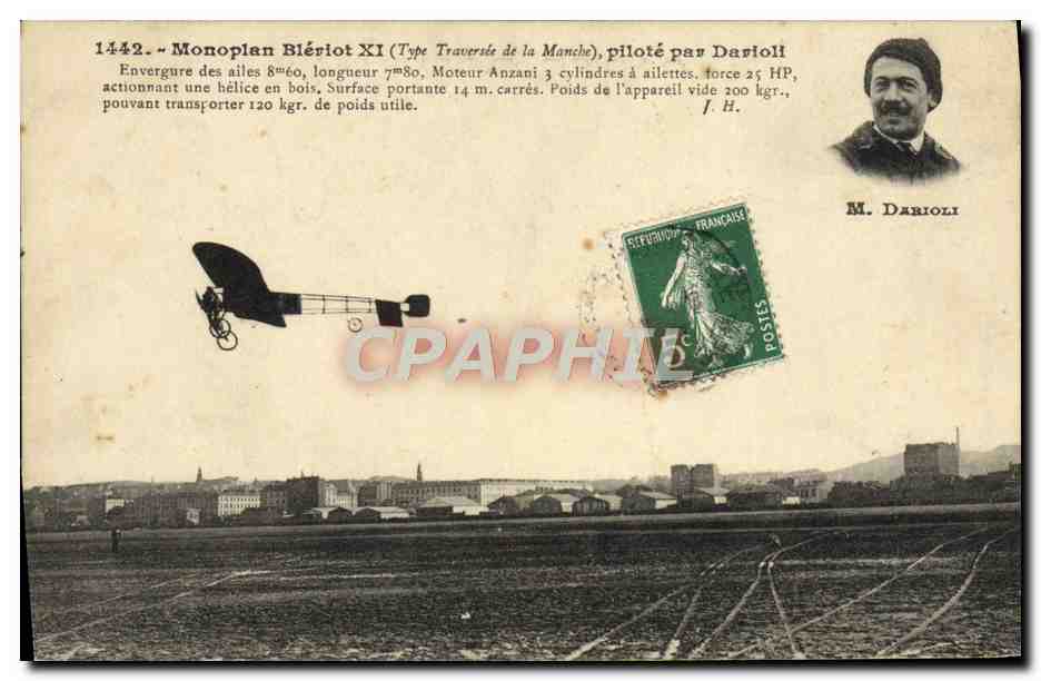 CPA Avion Aviation Monoplan Type Traversee de la Manche Darioli