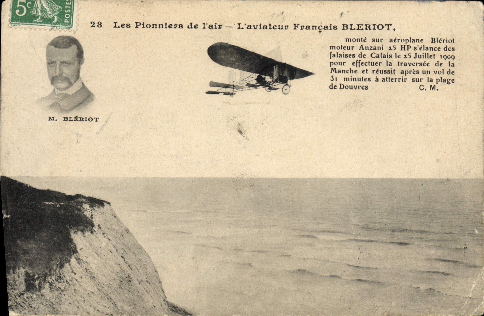 CPA Avion Aviation L'aviateur Francais Bleriot 
