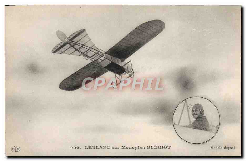CPA Avion Aviation Leblanc sur monoplan Bleriot 