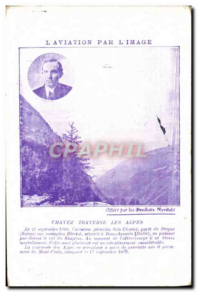 CPA Avion Aviation Chavez traverse les Alpes 