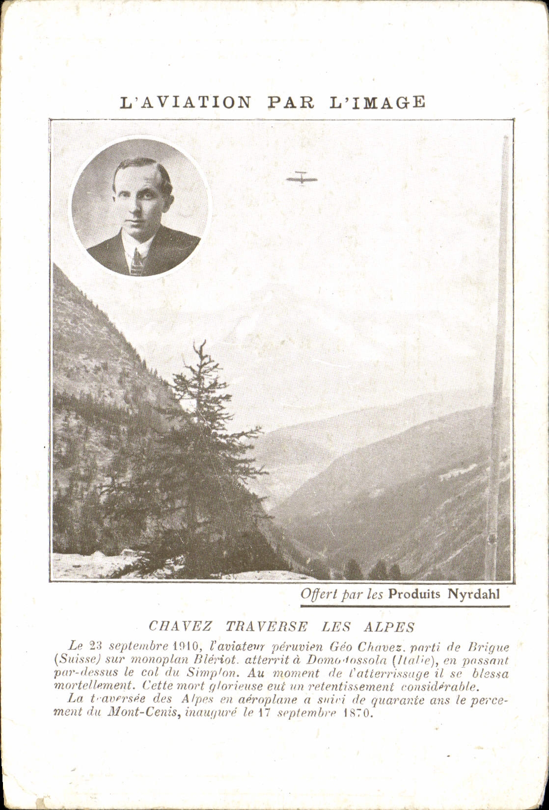 CPA Avion Aviation Chavez traverse les Alpes 