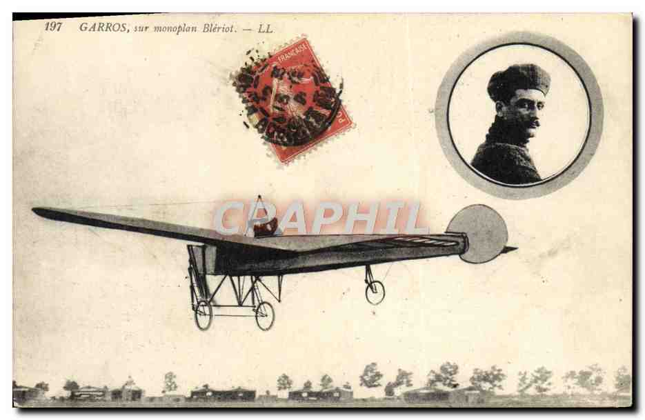 CPA Avion Aviation Garros sur monoplan Bleriot 
