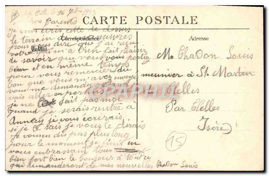 CPA Avion Aviation Le celebre aviateur Biclovucie Jean Biplan Voisin Le Canard  — Verso