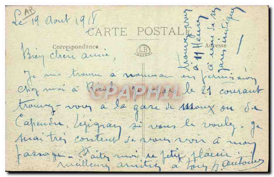 CPA Avion Camp d'Aviation pres Dijon Escadrille des biplans Breguet  — Rückseite
