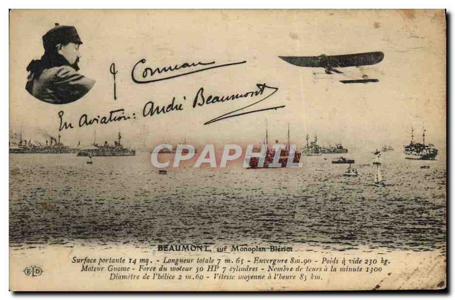 CPA Avion Aviation Beaumont sur monoplan Bleriot Bateaux 