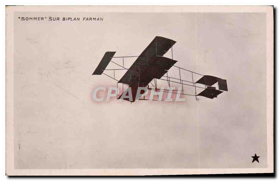 CPA Avion Aviation Sommer sur biplan Farman 