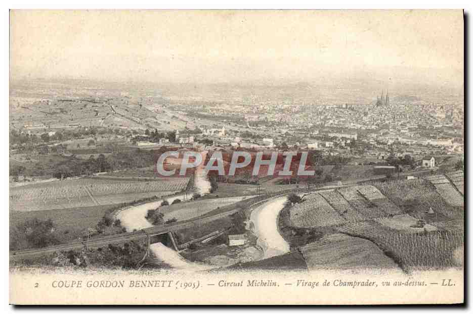 CPA Automobile Coupe Gordon Bennett 1905 Circuit Michelin Virage de Champrader vu au dessu 