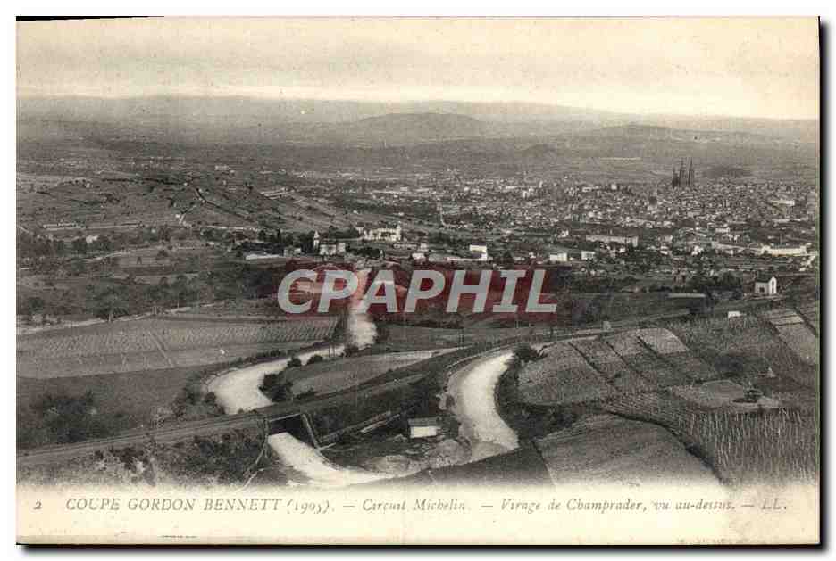 CPA Automobile Coupe Gordon Bennett 1905 Circuit Michelin Virage de Champrader vu au dessus
