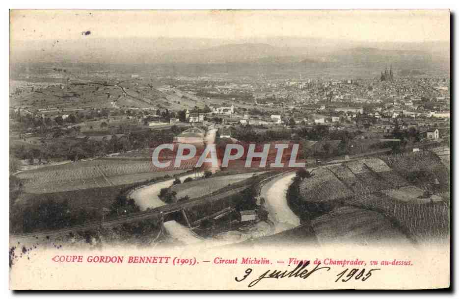 CPA Automobile Coupe Gordon Bennett 1905 Circuit Michelin Virage de Champrader Vu au dessus 