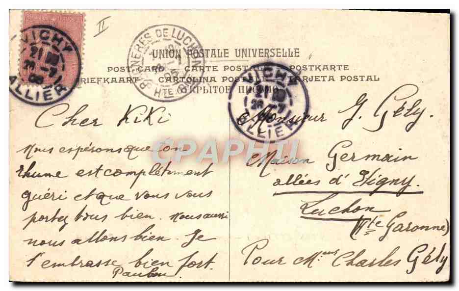 CPA Automobile Coupe Gordon Bennett 1905 Circuit Michelin La Sioule a Pontgibaud  — Rückseite