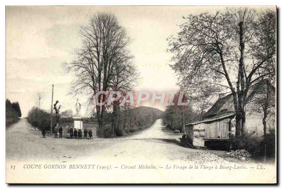 CPA Automobile Coupe Gordon Bennett 1905 Circuit Michelin Le virage de la vierge a Bourg Lastic 