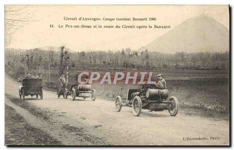 CPA Automobile Coupe Gordon Bennett 1905 Circuit Michelin Le Puy de Dome et la route du circuit apres la baraque 