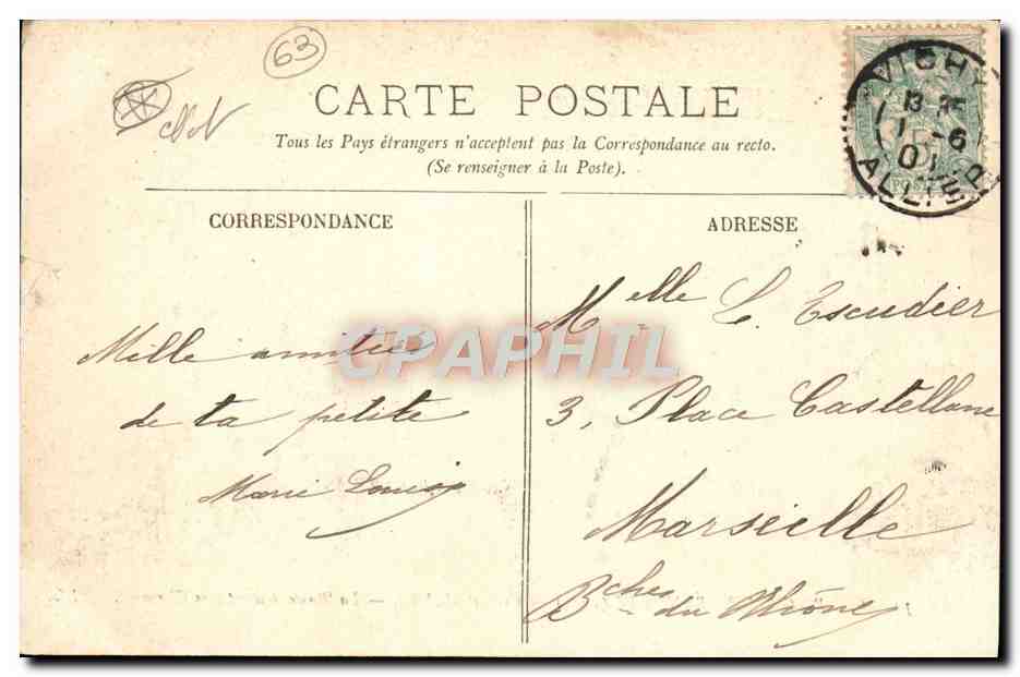 CPA Automobile Coupe Gordon Bennett 1905 Circuit Michelin La route descend vers Clermont  — Rückseite
