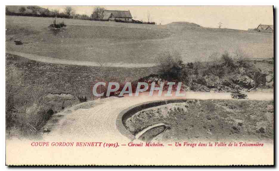CPA Automobile Coupe Gordon Bennett 1905 Circuit Michelin Un virage dans la vallee de la Teissonniere 