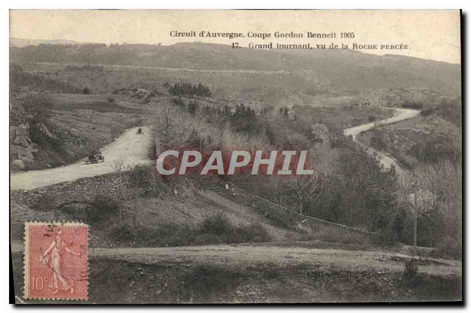 Grand tournant, vu de la Roche Percée — Circuit d'Auvergne, Coupe Gordon Bennett 1905 — éditeur non visible