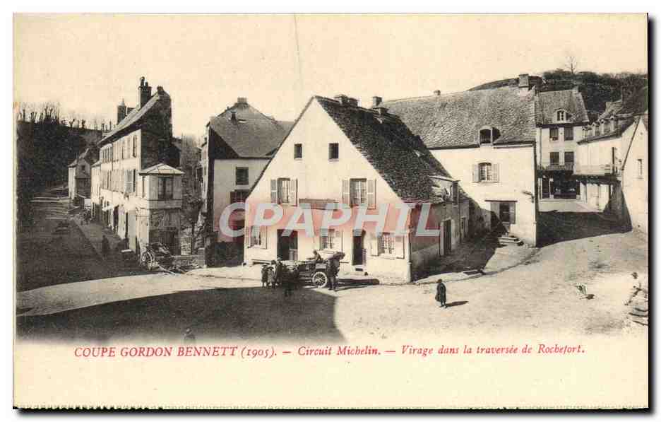 CPA Automobile Coupe Gordon Bennett 1905 Circuit Michelin Virage dans la traversee de Rochefort 