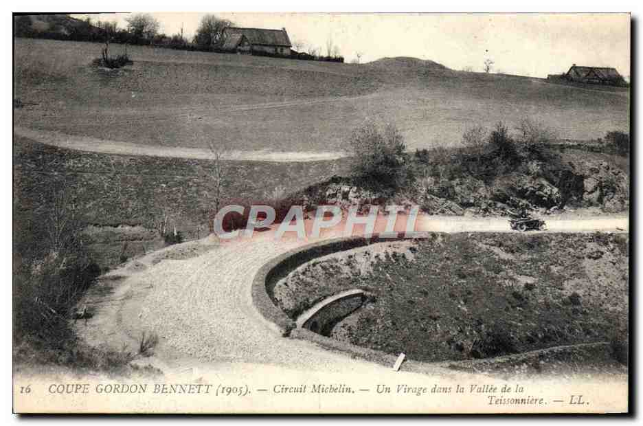 CPA Automobile Coupe Gordon Bennett 1905 Circuit Michelin Un virage dans la vallee de Teissonniere 