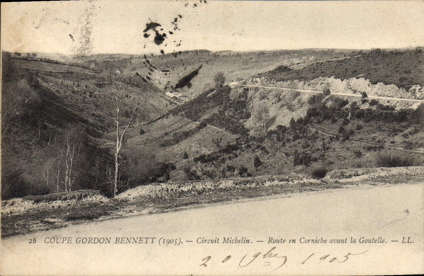 CPA Automobile Coupe Gordon Bennett 1905 Circuit Michelin Route en corniche avant la Goutelle