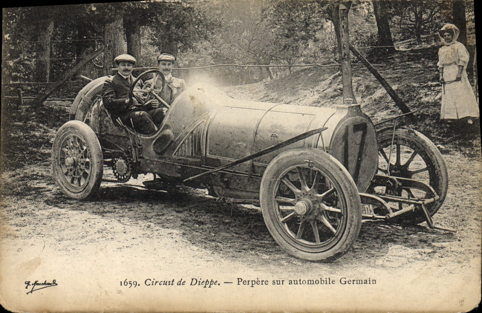 Vintage Postcard Automobile Circuit of Dieppe Perpere on automobile Germain