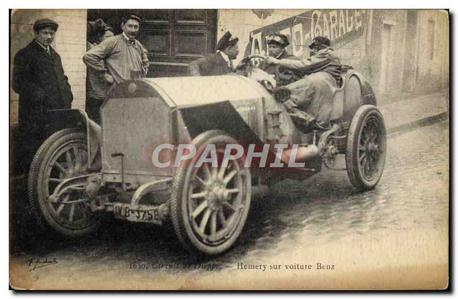 CPA Automobile Circuit de Dieppe Hemery sur voiture Benz