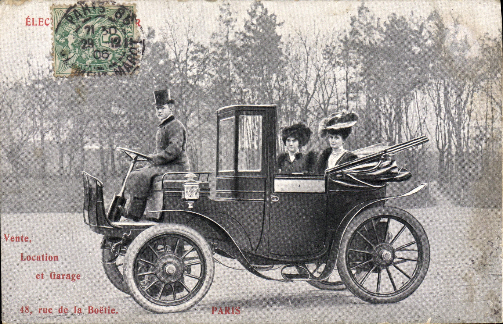 Coche automóvil — Publicidad para alquiler y venta — J. Barreau, París