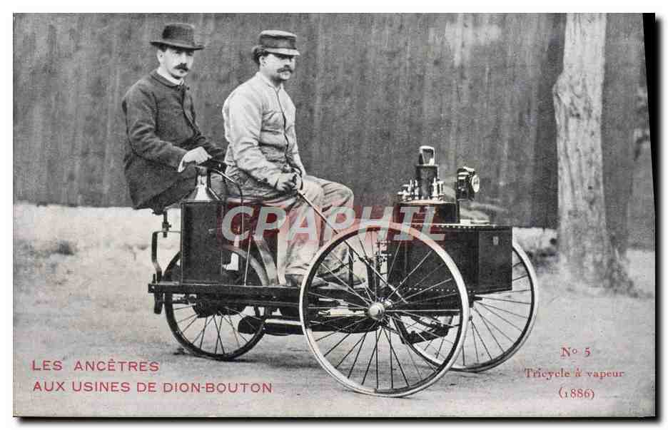 Les Ancêtres aux Usines de Dion-Bouton — Tricycle à vapeur (1886) — No 5
